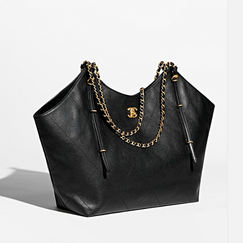 샤넬 CHANEL 맥시 카프스킨 골드 블랙