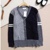 THOM BROWNE 브이넥 배색 삼선 니트 가디건