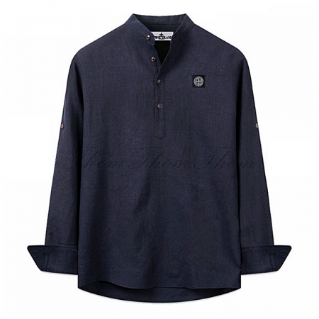 스톤 아일*드 린넨 헨리넥 셔츠