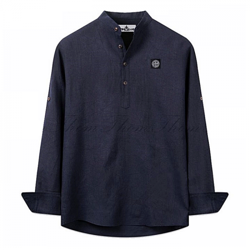 스톤 아일*드 린넨 헨리넥 셔츠