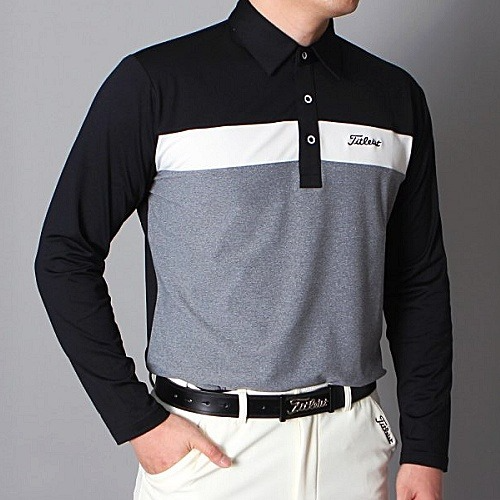 TITLEIST 기모 삼단 배색 카라티