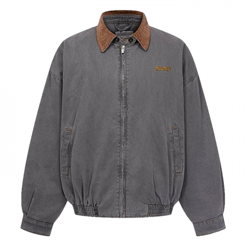 미우미우 MIUMIU 샴브레이 블루종 자켓