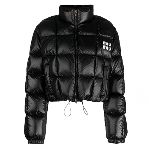 MIUMIU 클래식 로고 나일론 크롭 숏패딩
