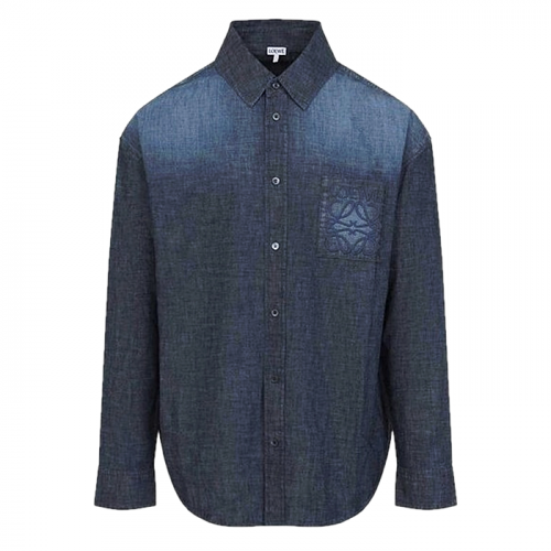 로에베 LOEWE 워시드 이펙트 데님셔츠