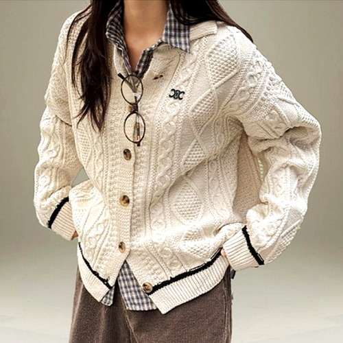 CELINE 다이아 케이블 카라 가디건