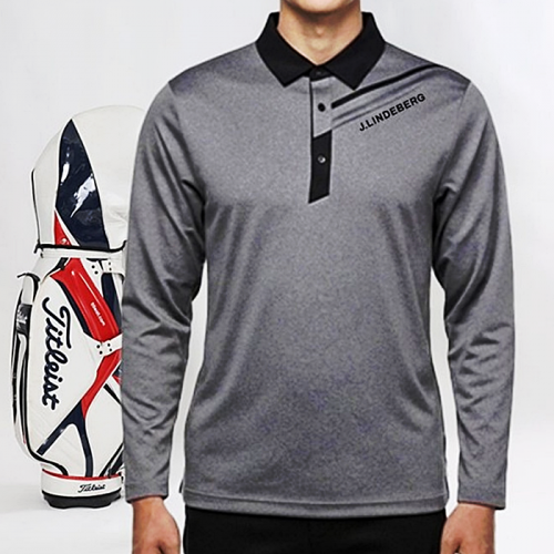 J.LINDEBERG 사선 더블라인 긴팔 카라티