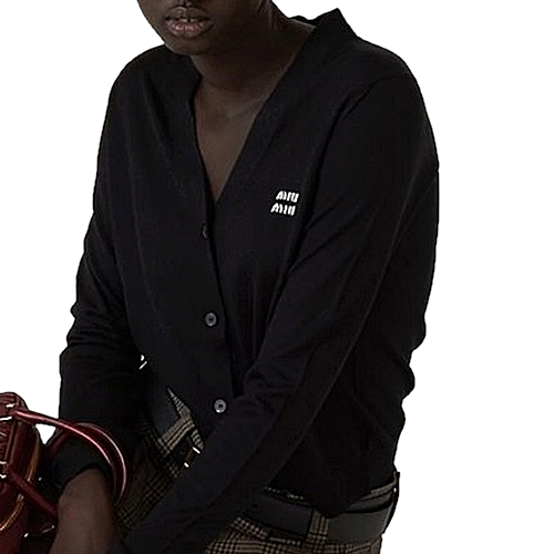 미우 MIUMIU 영문로고 가디건