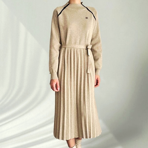 CELINE 래글런 배색 스트링 원피스