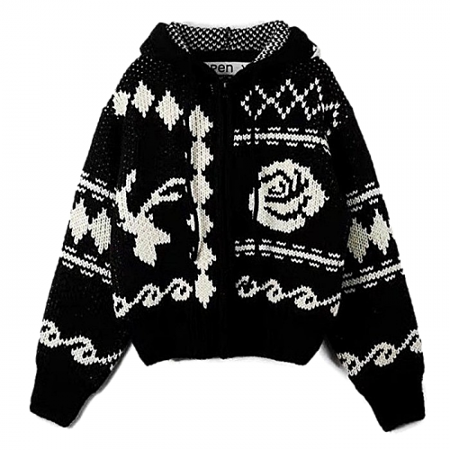 OPEN YY 로즈앤디어 니티드 후디집업