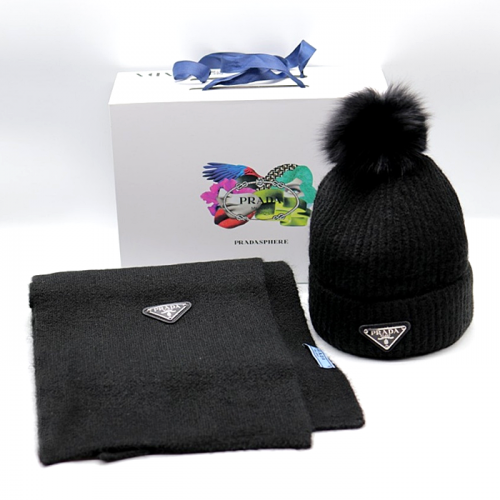 PRADA 양털모자&목도리 2종 SET
