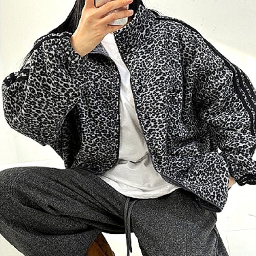 아디다스 ADIDAS 삼선라인 레오파드 자켓