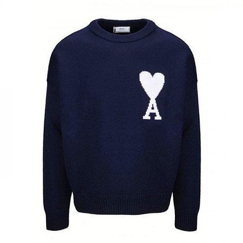 AMI 빅 하트 로고 오버사이즈 인타르시아 스웨터