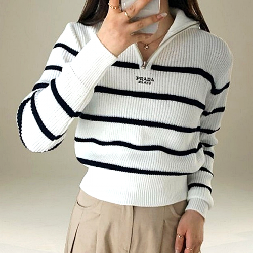 프라다 PRADA 단가라 반집업 긴팔