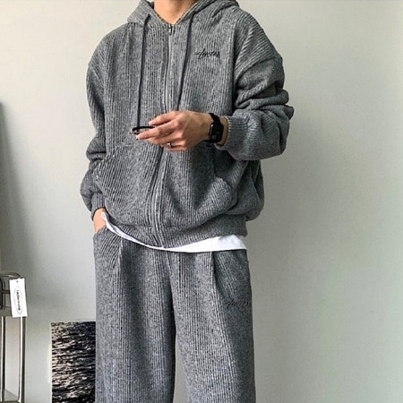 스투시 STUSSY 골지 후드 집업 SET