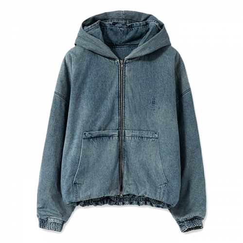 WOOYOUNGMI 스퀘어 패디드 후드 데님자켓