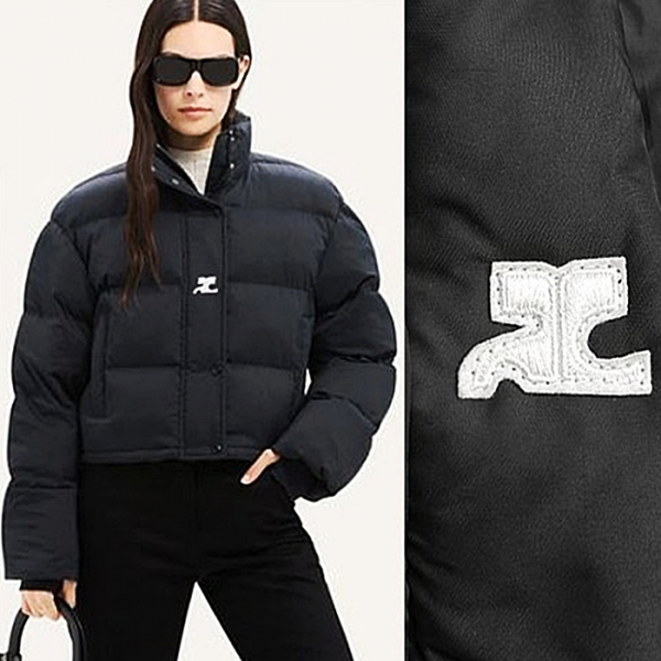 꾸레쥬 로고 패치 패딩