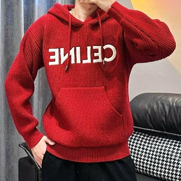 셀린느 CELINE 로고자수 니트 후드