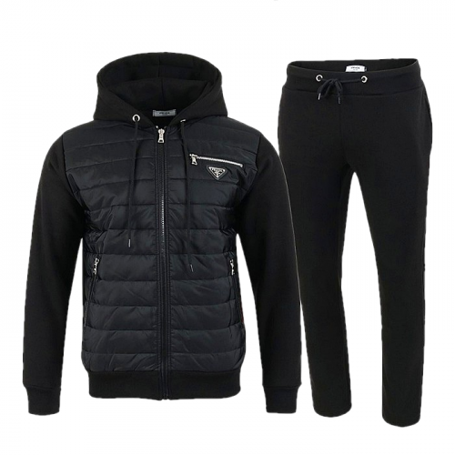 PRADA 지퍼로고 후드 패딩 셋업 SET