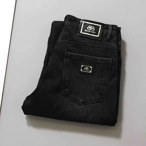 BALENCIAGA 미드 라이즈 스트레이트 기모 블랙 데님 팬츠