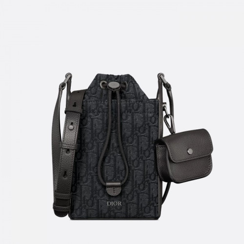 디* 미니 버킷백 - 오블리크 자카드&블랙