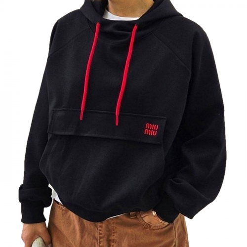 미우미우 MIUMIU 캥거루 자수 기모후드