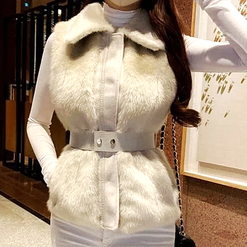 샤넬 CHANEL 니스벨트 퍼 베스트