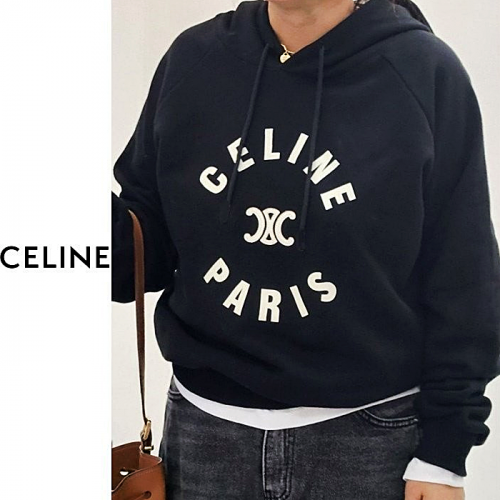 셀린느 CELINE 패치 레터링 기모후드