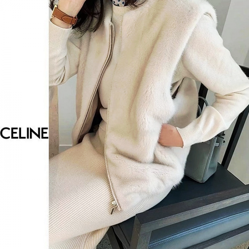 CELINE 밍크 후드 조끼