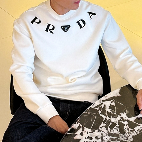 PRADA 넥 플레이트 레터링 로고 맨투맨