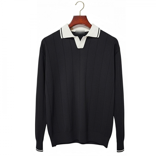 Loro Piana 배색 카라 라인니트