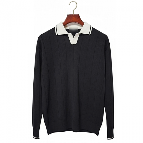 Loro Piana 배색 카라 라인니트