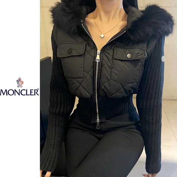 몽클*어 Moncler 페이크퍼 누빔 니트점퍼