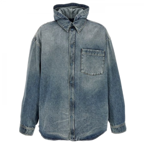 BALENCIAGA 슬레지 후디드 데님 오버셔츠