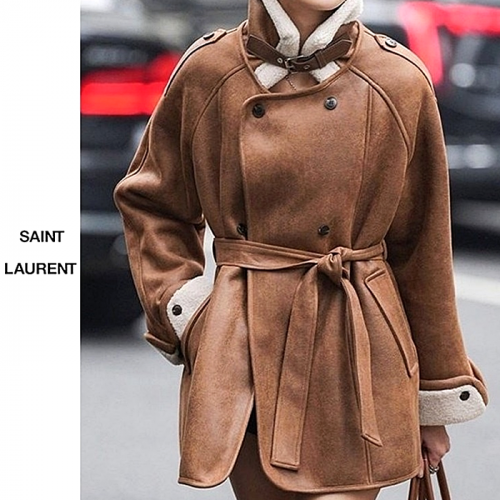세인트로랑 SAINT LAURENT 크랙 스웨이드 무스탕