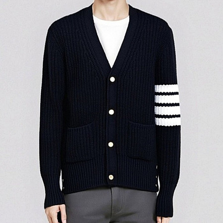 THOM BROWNE 스티치 클래식 브이넥 가디건