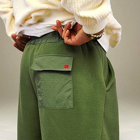 AMI 크롭 밴딩 기모 팬츠