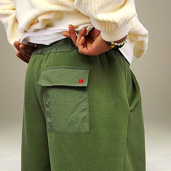 AMI 크롭 밴딩 기모 팬츠