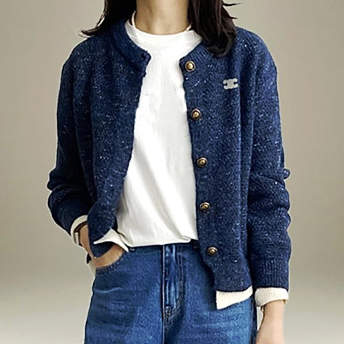 CELINE 울 레이어드 라운드 가디건