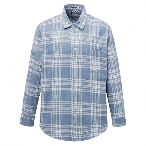 MIUMIU 아이코닉 플란넬 울체크 셔츠