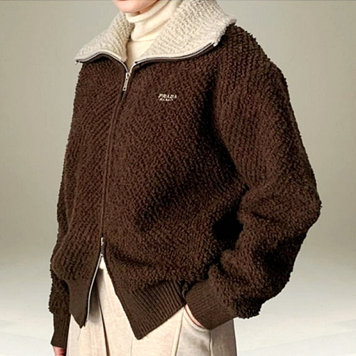 PRADA 빅니트 카라 집업