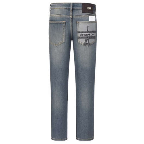 Christian Dior 에펠 레터링 청바지