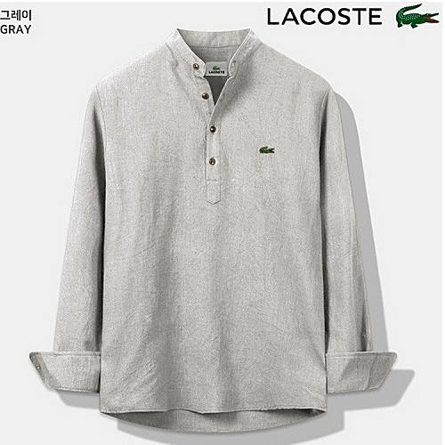 라코스테 헨리넥 린넨 롤업 긴팔 셔츠