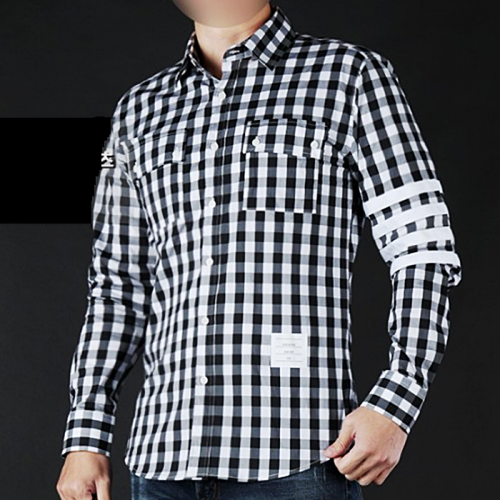 THOM BROWNE 투포켓 럭셔리 체크 셔츠