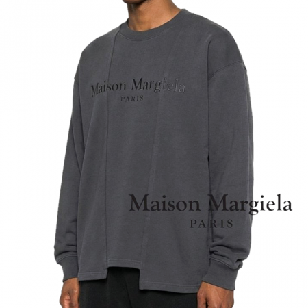 Maison Margiela 절개 라인 레터링 맨투맨 티셔츠