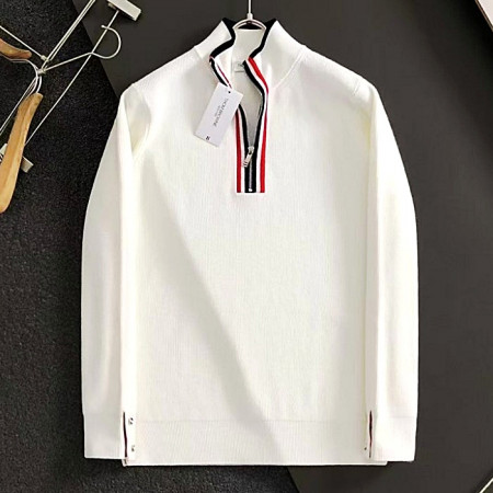 THOM BROWNE 삼선반집업 하이넥 양모니트