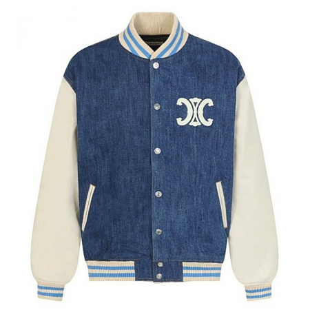 CELINE 트리오페 워싱 데님 바시티 자켓
