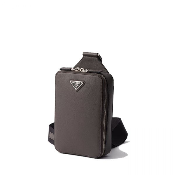 PRADA 브리크 사피아노 레더 백 - 스모키 그레이