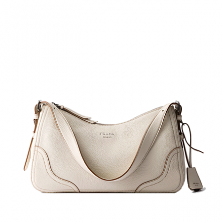 PRADA Aimèe 에메 라지 레더 숄더백 - 초크화이트
