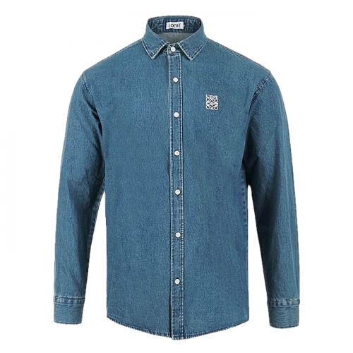 로에베 LOEWE 아나그램 자수 데님 셔츠