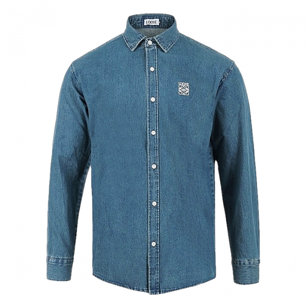 로에베 LOEWE 아나그램 자수 데님 셔츠